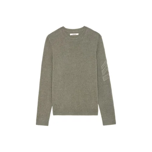 Zadig Voltaire SS24 Кашемир Свитер Мужской Армейский зеленый