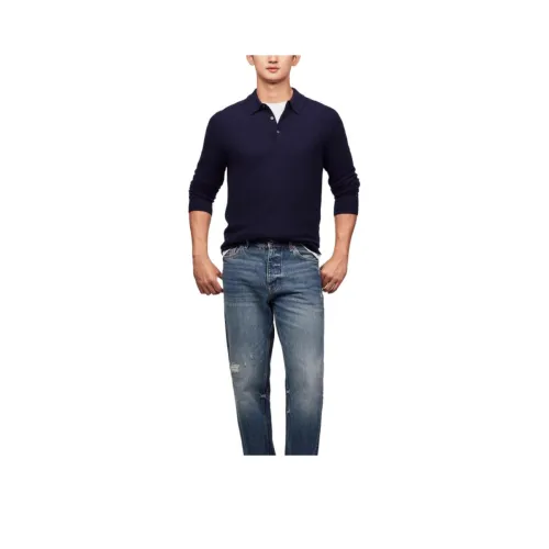 Tommy Hilfiger FW24 Кашемир Свитер Мужской Темно-синий