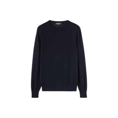 Loro Piana FW24 Кашемир Свитер Мужской Морской Синий