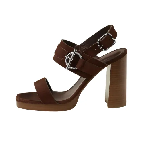 HERMES Keen 90 One Ремень Сандалии 10,5 см Женские Шоколад