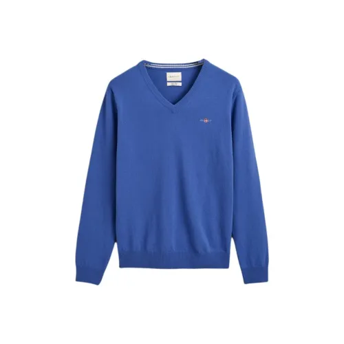GANT Superfine Овечья шерсть V-образный вырез Свитер Мужской Синий