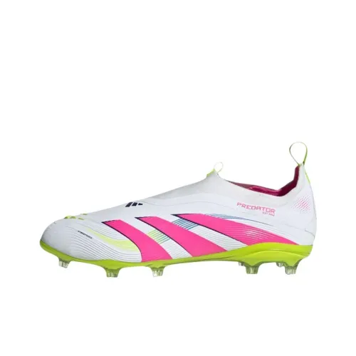 Adidas Predator Elite Slip-Resistant Abrasion-Resistant Низкие Детские Футбольные Бутсы Белые Розовые Подростковые