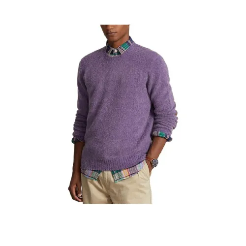 Polo Ralph Lauren FW23 Круглый вырез Облегающий Длинный рукав Свитер Мужской Фиолетовый