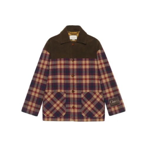 GUCCI Куртки и Пальто Мужские Многоцветные Клетка