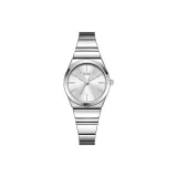 Серебряный корпус, серебристый циферблат, стальная цепь