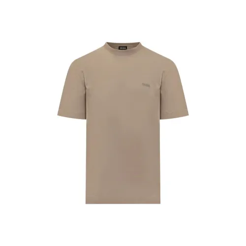 Ermenegildo Zegna Темно-бежевые Мужские T-рубашки
