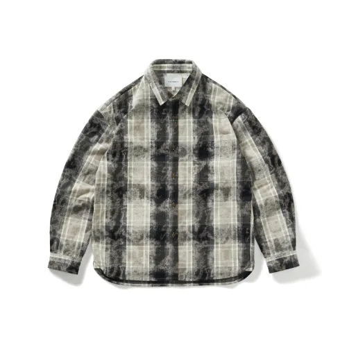 714STREET Рубашка Унисекс Бежевый Черный Клетка