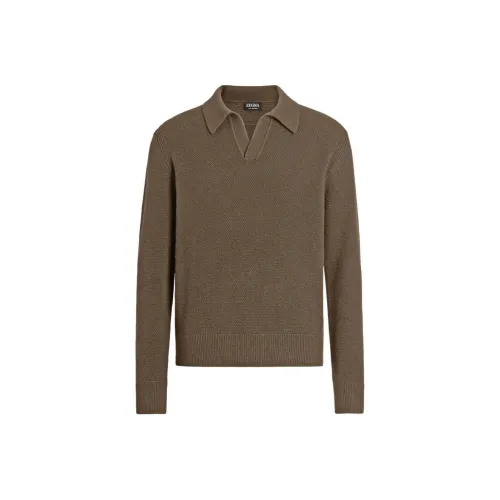 Ermenegildo Zegna Хаки Умбра Мужские кашемировые свитера