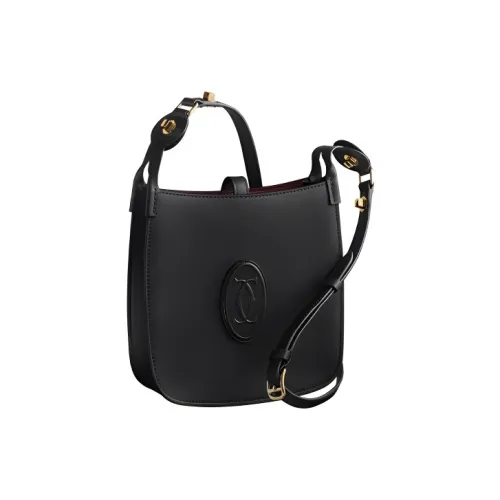 Cartier Must De Cartier Телячья кожа Хобо Сумка Сумка через плечо Мини Женская Черная