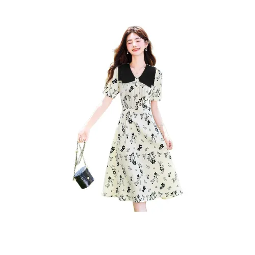 Like The Age Of Water Летний Короткий Рукав Платье Женское Многоцветное