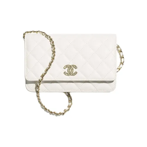 CHANEL Телячья кожа Кошелек Сумка через плечо Женская Белая