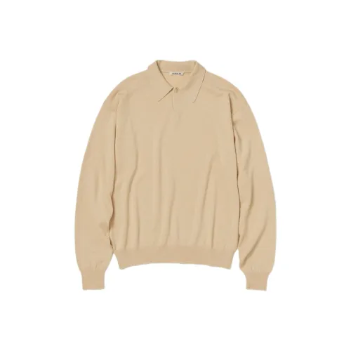 Auralee Кашемир Свитер Мужской Светлый Бежевый