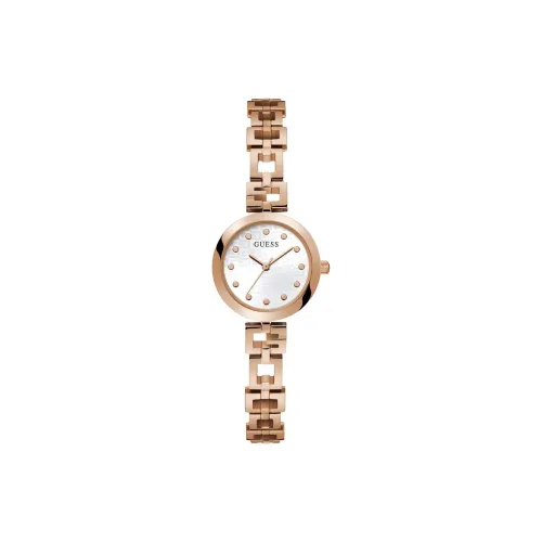 GUESS Women's Watch Кварцевый механизм 18K Розовое золото PVD Ремешок 26 мм Белый циферблат