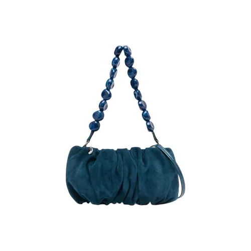 Staud Замша теленка Плиссированный Сумка через плечо Сумка на плечо Женская Синяя
