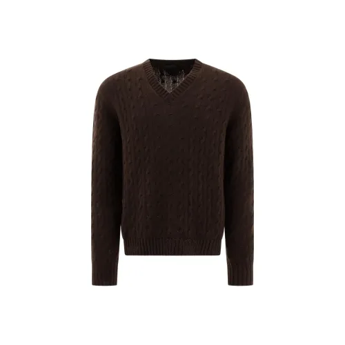 PRADA SS24 Кашемир Свитер Мужской Коричневый