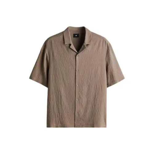 H&M Серый Коричневый Мужские Рубашки