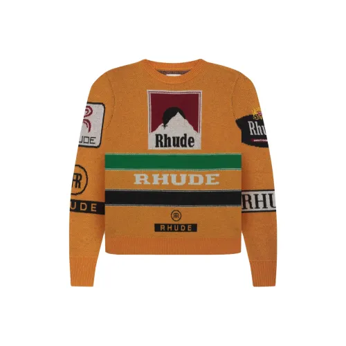 RHUDE Orange Men's Sweaters RHUDE Апельсиновые мужские свитеры