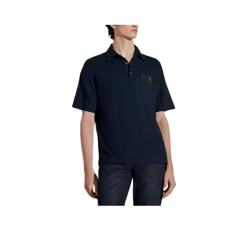 HERMES SS24 Поло Мужское Морской Синий