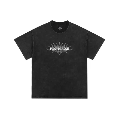PILOTDRAGON T-Shirt Унисекс Выцветший Черный