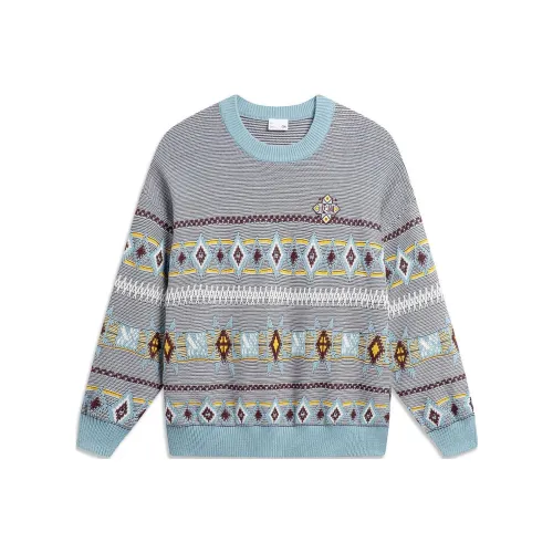 LINING Sports Life Collection Свитер Мужской Экрю Рыбка Eye Циановый