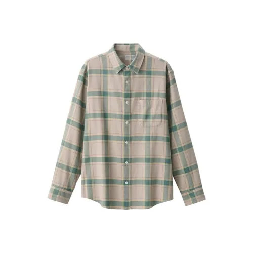 MUJI Бежевые Клетчатые Мужские Рубашки