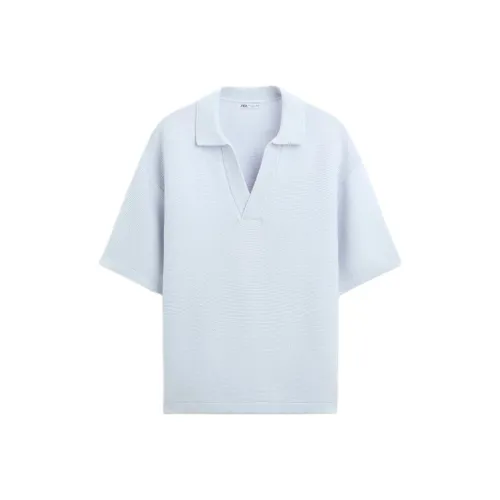 ZARA Polo Мужское Светло-Синий
