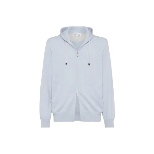 BRUNELLO CUCINELLI SS24 Кашемир Свитер Мужской Светло-Синий