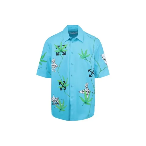 Off White Shirt Regular Fit Men's Blue