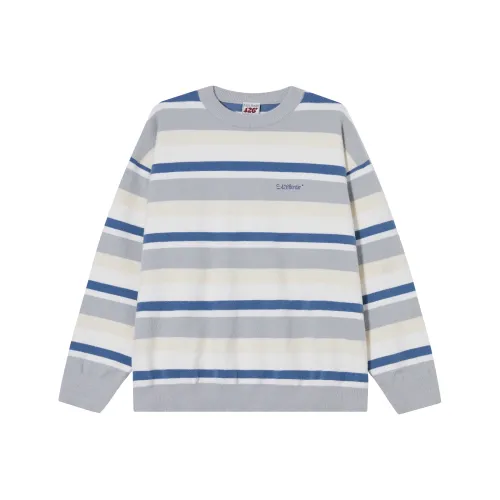 F426 Светло-серо-белый Полосы Унисекс Свитеры