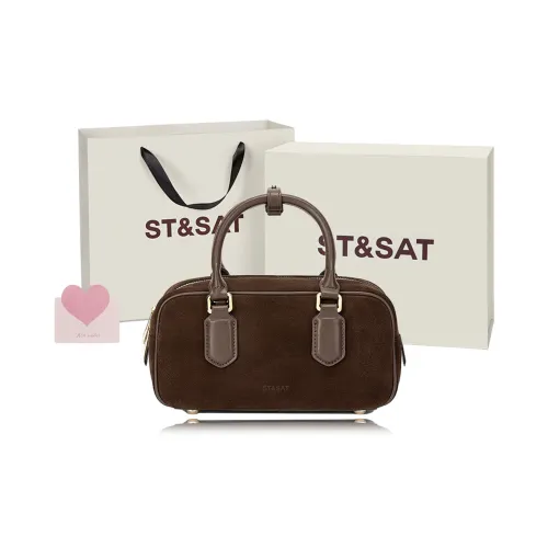 ST SAT Сумка для боулинга из коровьей кожи с синтетической кожей женская кофейного цвета