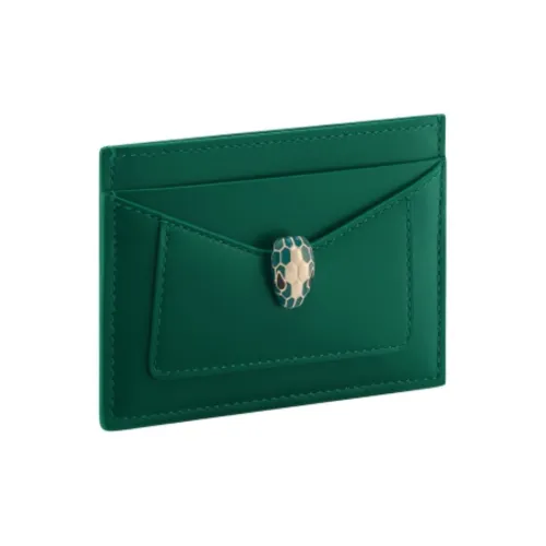 BVLGARI Serpenti Forever Series Держатель для карт из телячьей кожи женский зеленый