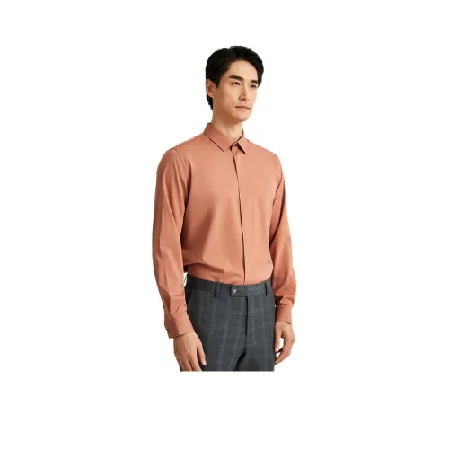 DIKENI Рубашка Мужская Оранжевая Коричневая