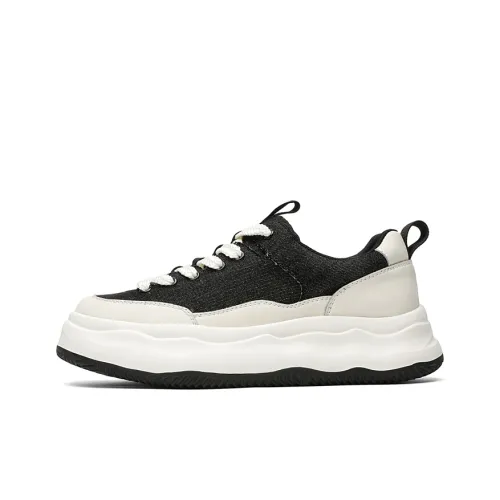 OUBT Черный Белый Dissolved Подкладочная ткань Увеличение высоты Дышащий Сопротивление наклону Низкий верх Кроссовки для скейтбординга Мужской