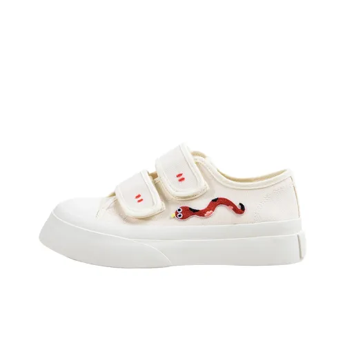MINGKUANG Canvas Shoes Low Top Beige Cream Women's