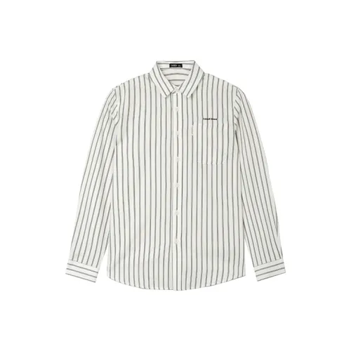 CAISEDI Рубашка Мужская Белая и Черная в Полоску