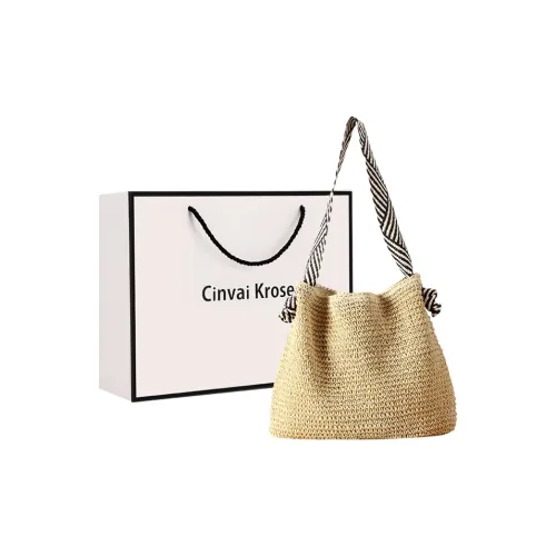 CinvaiKrose Бумага Ткачество Соломенная Ткань Сумка через плечо Тоут Портативный Тоут Сумка для покупок Большая Женская Многоцветная