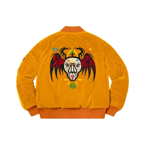 Supreme SS21 Week7 Clayton Patterson Skulls Вышитая версия Бархат MA 1 Куртки Пальто Унисекс