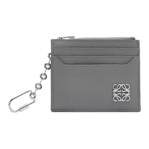 LOEWE Anagram Pebble Текстура Коровья кожа Картхолдер Женские Асфальтовый серый