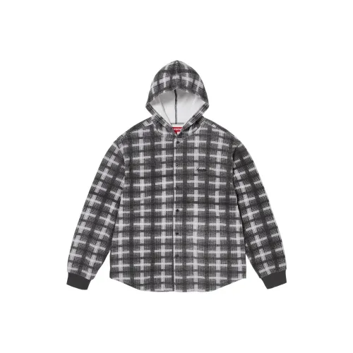 Supreme FW23 WEEK14 С капюшоном Клетка KNIT Рубашка Трикотаж Унисекс