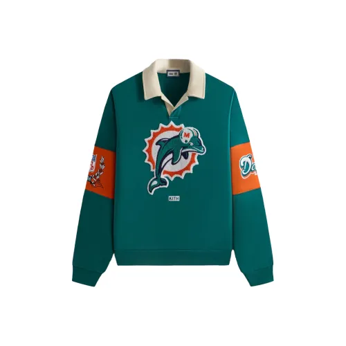 KITH x NFL FW24 Dolphins Nelson Collared Пуловер Свитшот Мужской Зеленый