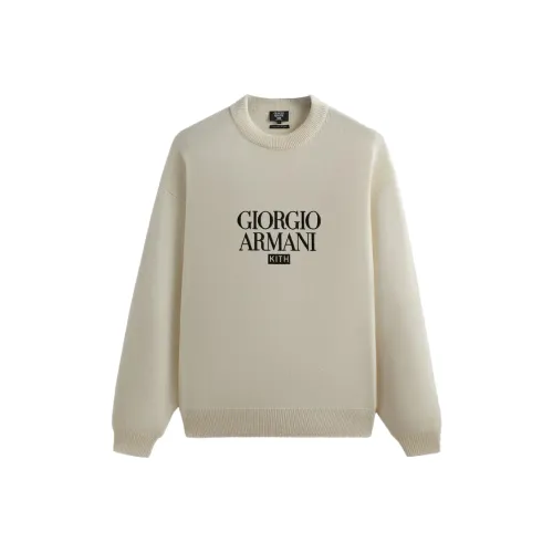 KITH x GIORGIO ARMANI FW24 Classic Logo Кашемировый свитер Кашемировый свитер Мужской Песочный