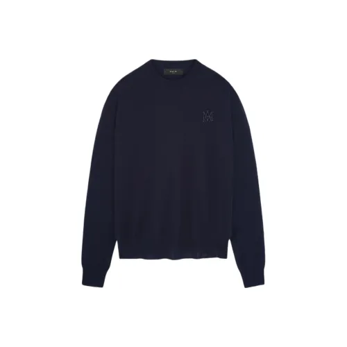 AMIRI FW24 Кашемир Свитер Мужской Морской Синий