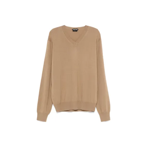 TOM FORD SS24 Кашемир Свитер Мужской Светло-Коричневый