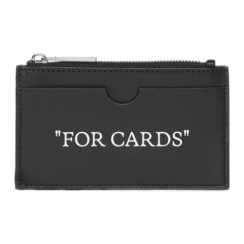 OFF Белый Телячья кожа Держатель для карт Мужской Черный