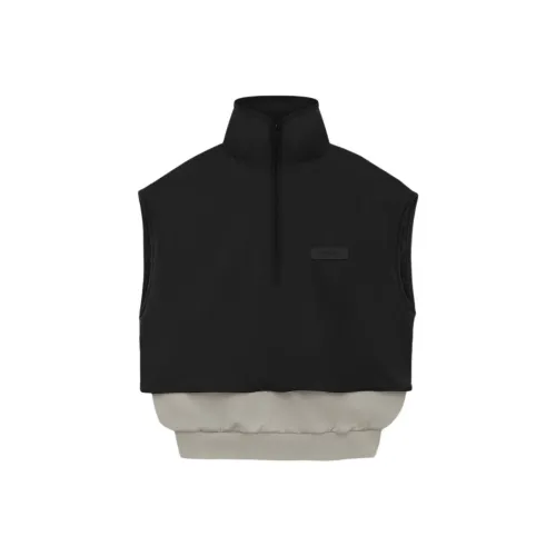 Fear Of God Essentials SS24 Drop2 Нейлон Флис Mockneck Жилет Майка Мужской Глубокий черный Тюлений серый Глубокий черный Следы