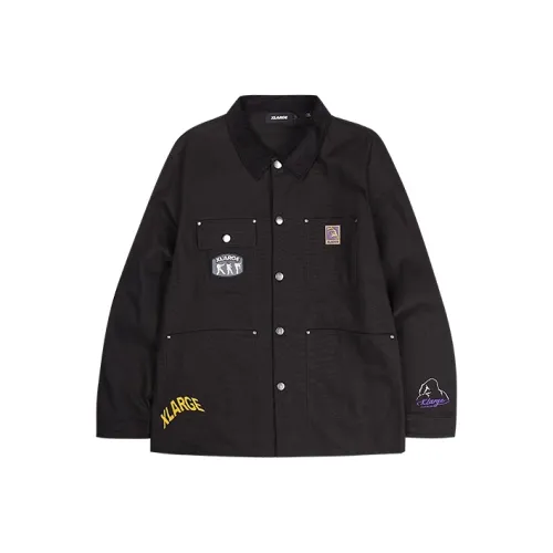 XLARGE совместная модель Свободный крой Рабочая одежда Куртка Мужская Черная