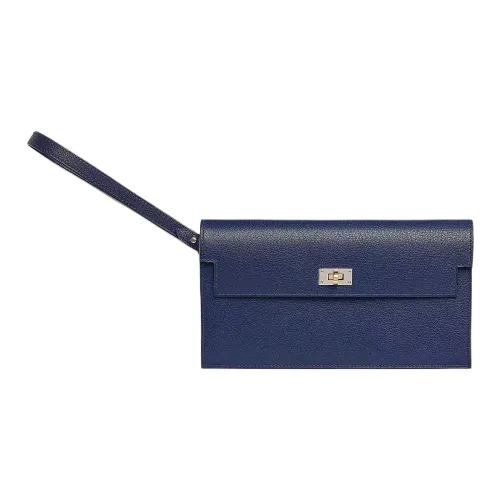 HERMES Kelly Pocket Chamkila Козья кожа Кошелек Женские 73 BLEU Saphir Сапфирово-синий
