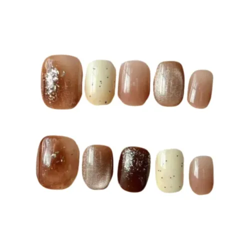 QINGYING Ручной Осенний и Зимний Стиль Майярд Амбра и Французский Градиент False Nail Короткий Круглый