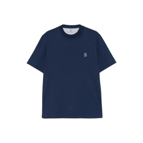 BRUNELLO CUCINELLI Мужские T-рубашки морского синего цвета