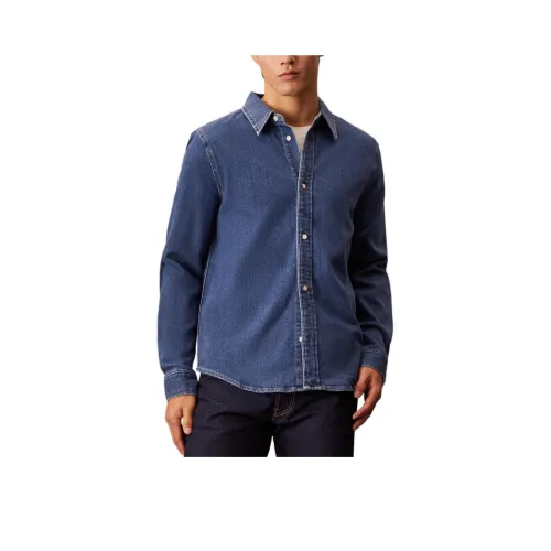 CALVIN KLEIN Рубашка Мужская Темно-синяя